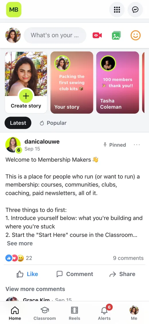 The community feed on a phone